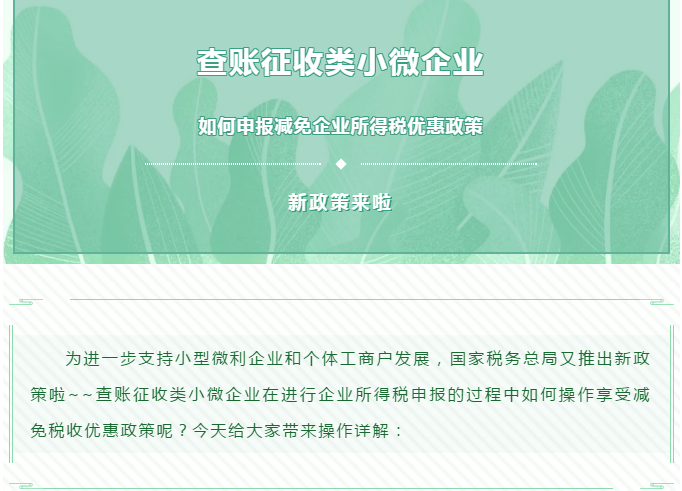 查賬征收小微企業如何申報減免企業所得稅優惠政策~