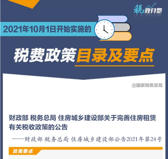 擴散周知！2021年10月1日開始實施的稅費政策