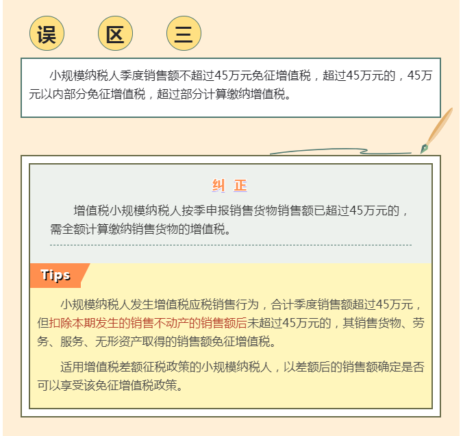 季度銷售額不超過45萬元免征增值稅， 4個常見誤區要注意！