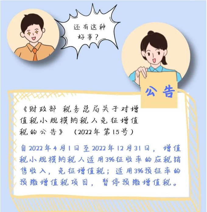 小規模納稅人免征增值稅啦！