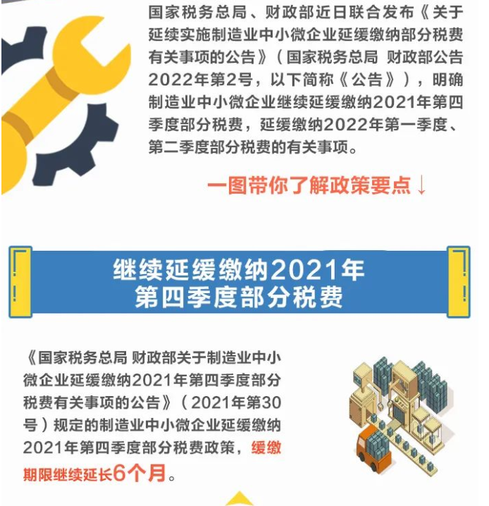 @制造業中小微企業：繼續緩繳稅費！一圖讀懂政策要點