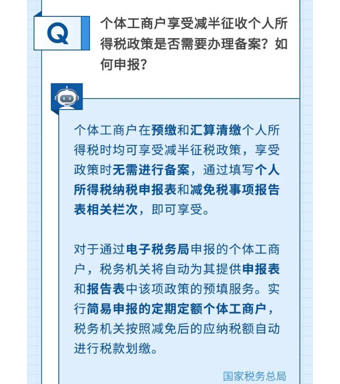 如何享受減半征收個人所得稅政策？@個體工商戶，這樣申報